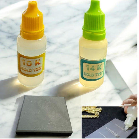 10K 14K Gold Test Acid Solutions Tester Detect Your Gold Testing Kit for Jewelry with Black Stone