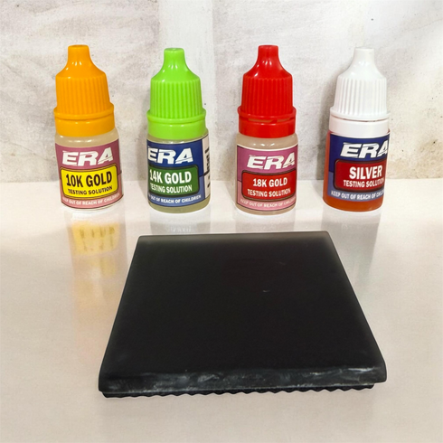 ERAFINE Jewelry Gold Silver Testing Kit, Gold Silver Tester Kit with Test Stone, Instructions 5ml Bottles