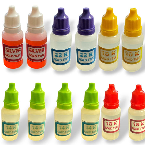 10 Bottles 10K, 14K, 18K, 22K Gold Testing or Silver Testing Acids The Most Accurate Results Detect Your Gold Silver Authenticity ERAFINE