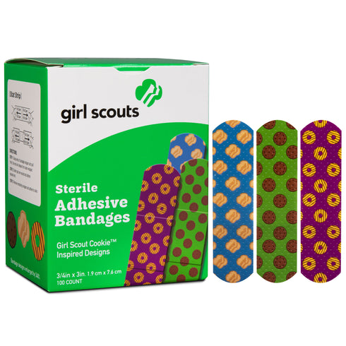 Girl Scout Adhesive Bandages 3/4" x 3" Thin Mints Shortbread Coconut Caramel 100pcs/Box