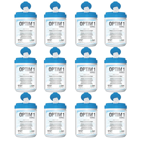 OPTIM 1 One-Step Disinfectant Wipes Case of 12 - 12 x 160 Sheets - 6" x 7"
