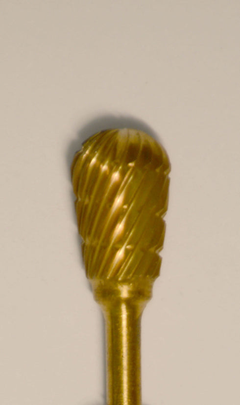 Pear (53A) TNT-Coated Dual Cut Regular HP Carbide Bur 53A-GOLD