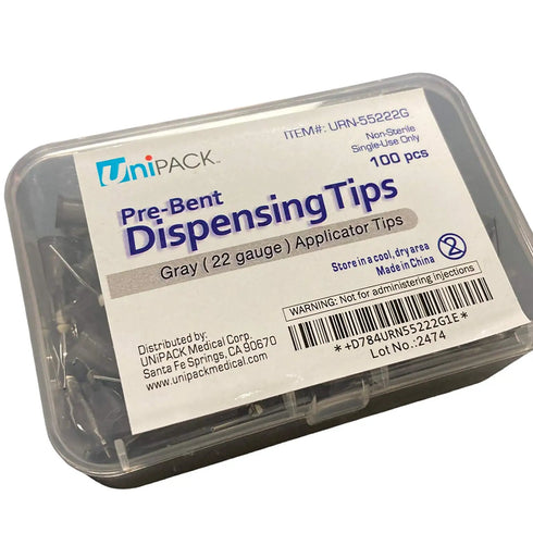 Pre-Bent Needle Applicator Tips Dispensing Tips 18ga, 20ga, 22ga, 25ga Etchant Flow Resin Tips 100pcs/Bx