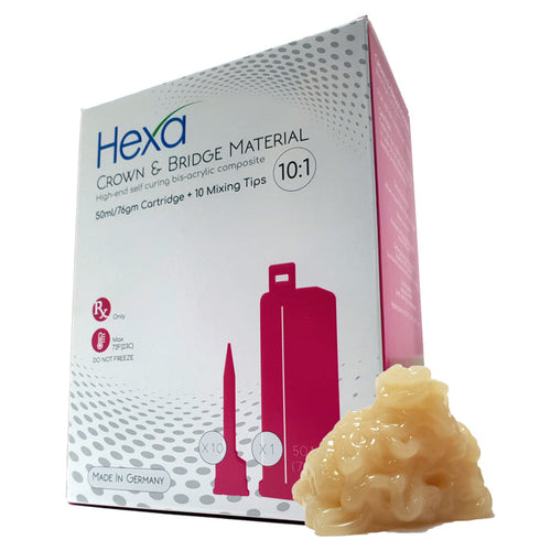 Hexa A3 Temporary Crown & Bridge Material 10:1 Ratio 50ml GERMAN MADE 1 Cartridge+10Mixing Tips HT-0003